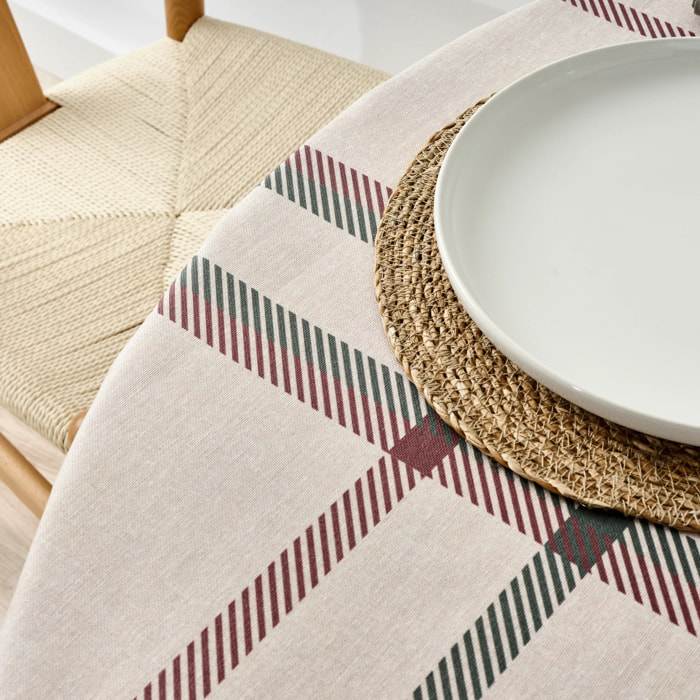 Nappe ronde anti-taches Carreaux Noël 100