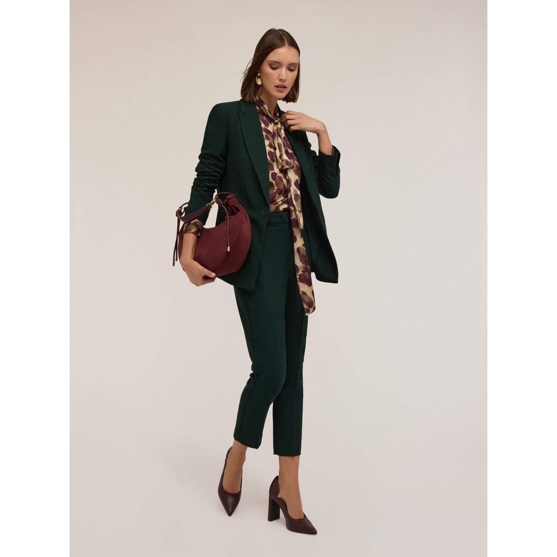 Motivi - Blazer cruzado simple de mezcla de viscosa - Verde