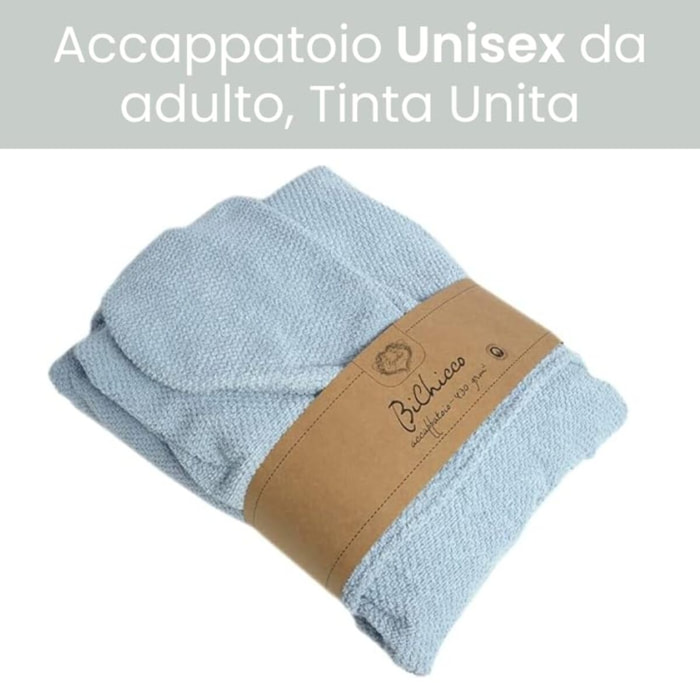 Accappatoio in cotone spugna 420 gr/mq morbido e assorbente, unisex con cappuccio, cintura e tasche, asciugatura rapida e comfort elevato, resistente ai lavaggi e ai colori, certificato OEKO-TEX, ideale per bagno, piscina e uso quotidiano