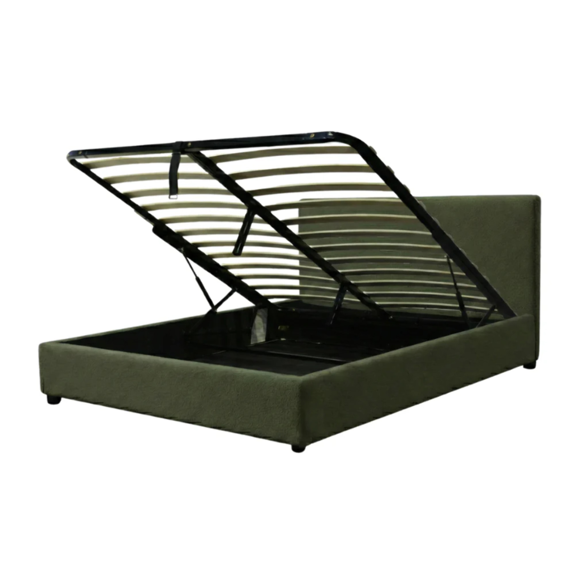 Lit coffre Colisée avec tête de lit | Robuste et confortable | Montage simple rapide | Bouclette | Vert