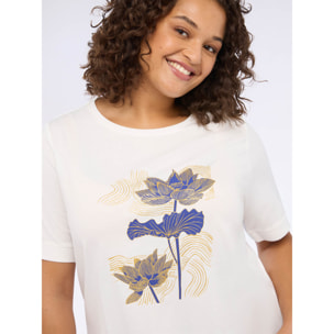 Fiorella Rubino - T-shirt in jersey di cotone con stampa floreale - Bianco