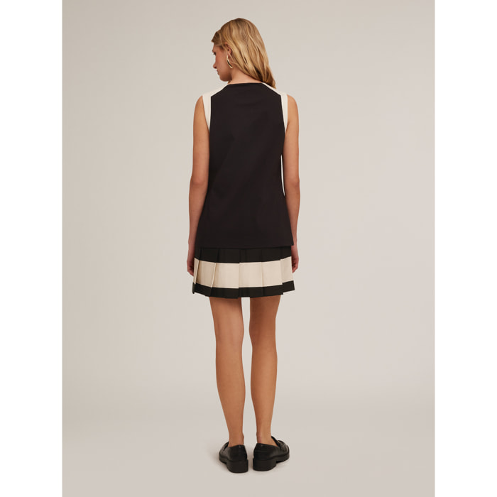 Motivi - Vestido bicolor con falda plisada - Negro