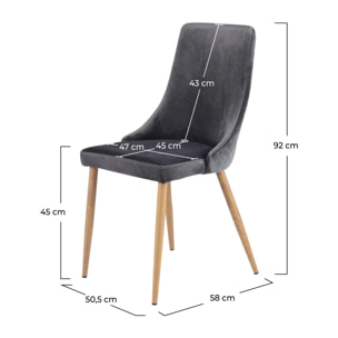 Lot de 2 chaises en velours gris - Vinni