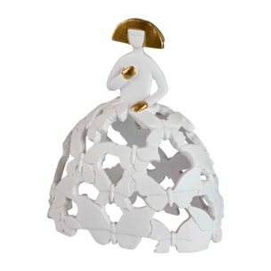 Menina Resina Blanca Dorada 15x10x18 Cm