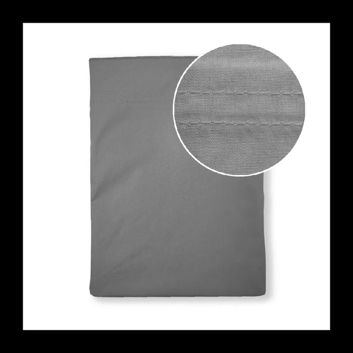 Drap plat percale de coton uni anthracite La percale francaise acier