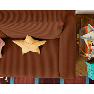 Marilia - canapé 2 places - convertible déplimousse - en velours côtelé - Terracotta