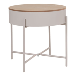 Tavolino Sisco in acciaio beige con piano naturale ø40x40 cm