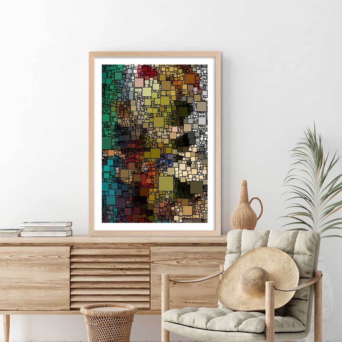 Affiche vitraux sagrada familia Affiche + cadre en bois - Chêne