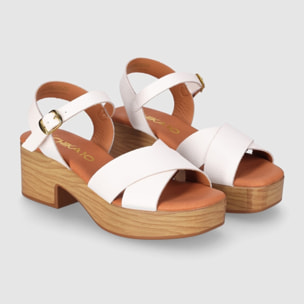 Sandalias de Piel - Blanco - Tacón: 5 cm