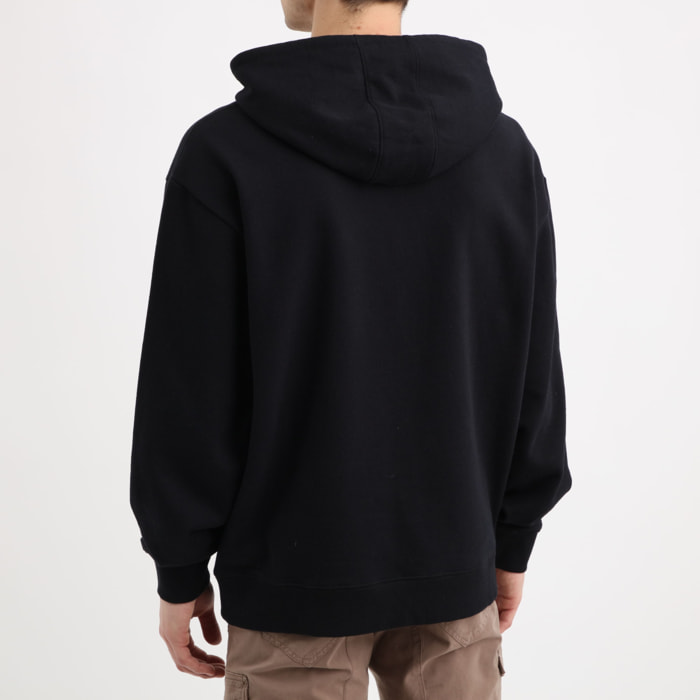 Sweat à capuche - coton - logo brodé - imprimé - noir