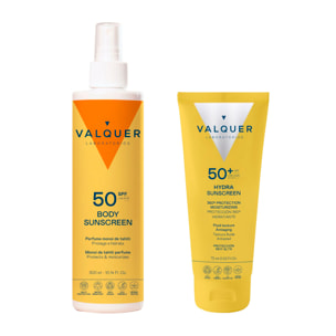 Valquer Pack Protección Solar Completa: Hydra Sunscreen Facial SPF 50+ y Corporal SPF 50