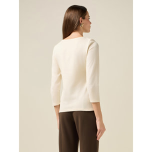 Oltre - T-shirt in cotone con applicazioni - Bianco