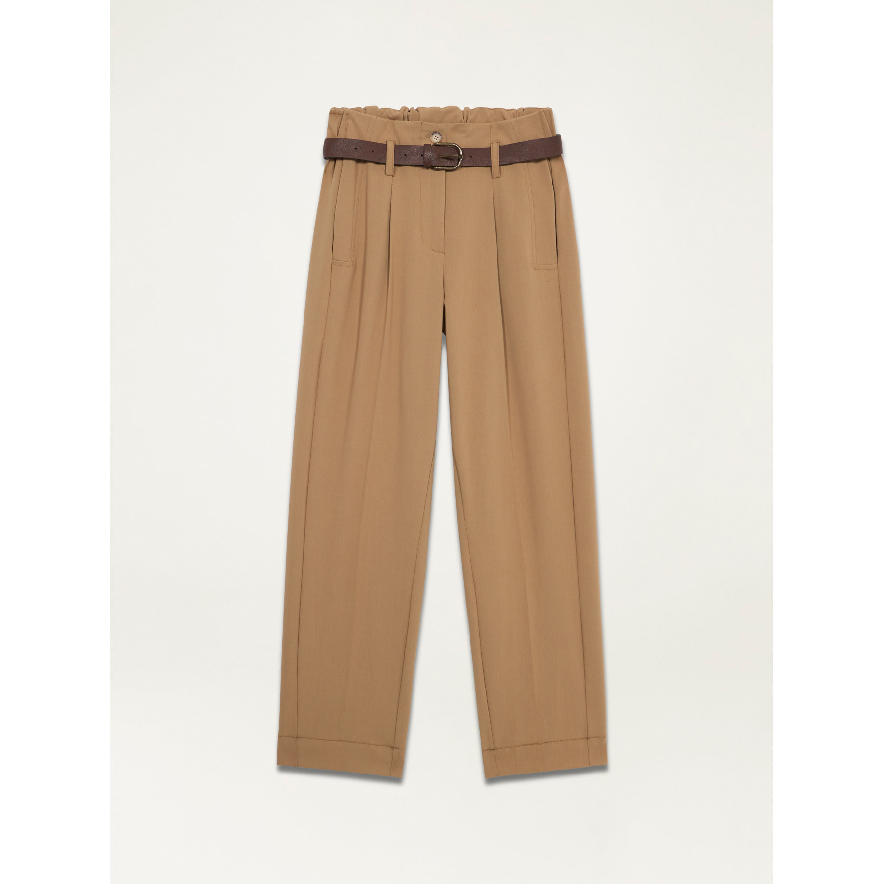 Oltre - Pantalones con cinturón - Beige