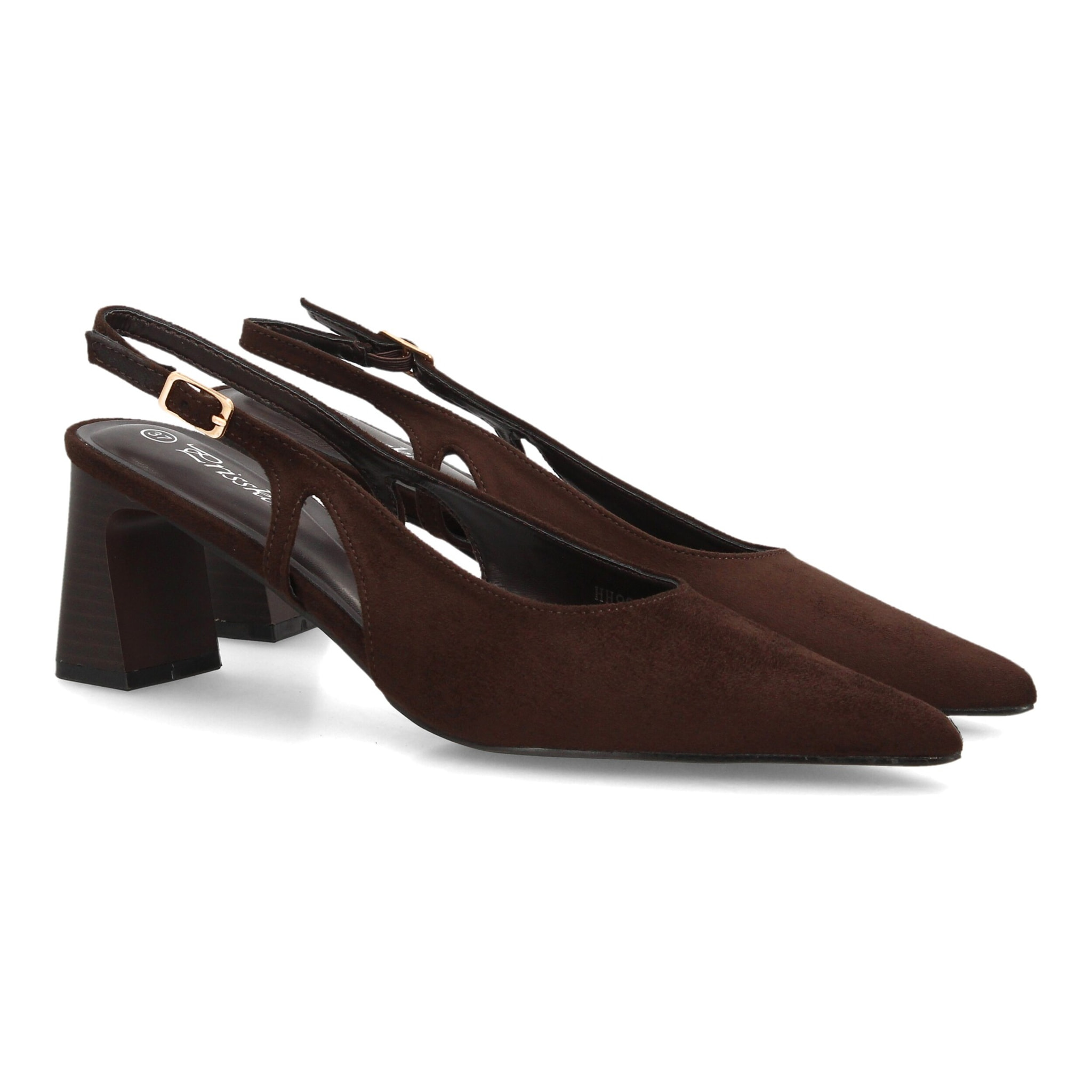 Zapatos slingback elegantes de tacón ancho para mujer