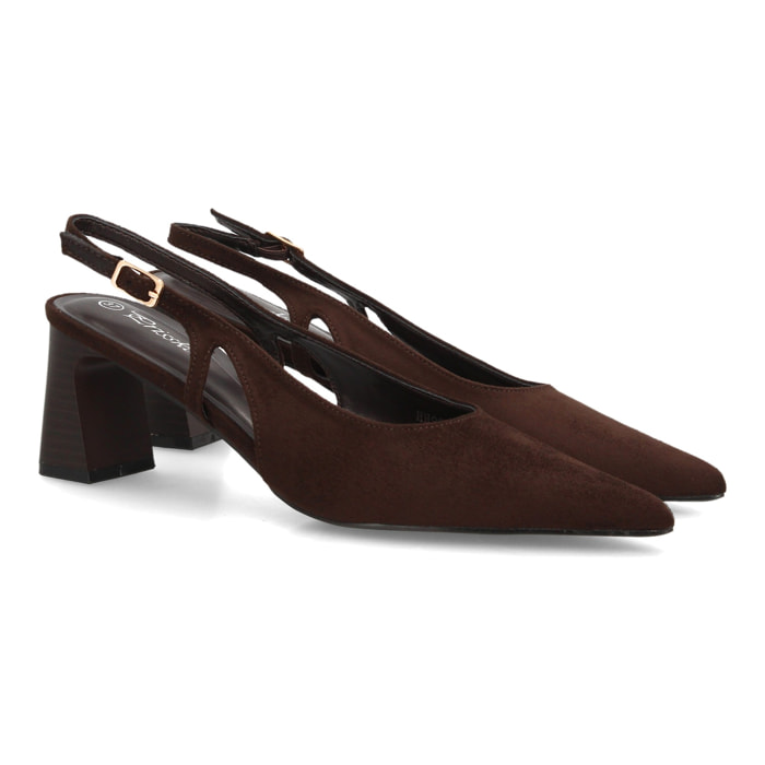 Zapatos slingback elegantes de tacón ancho para mujer