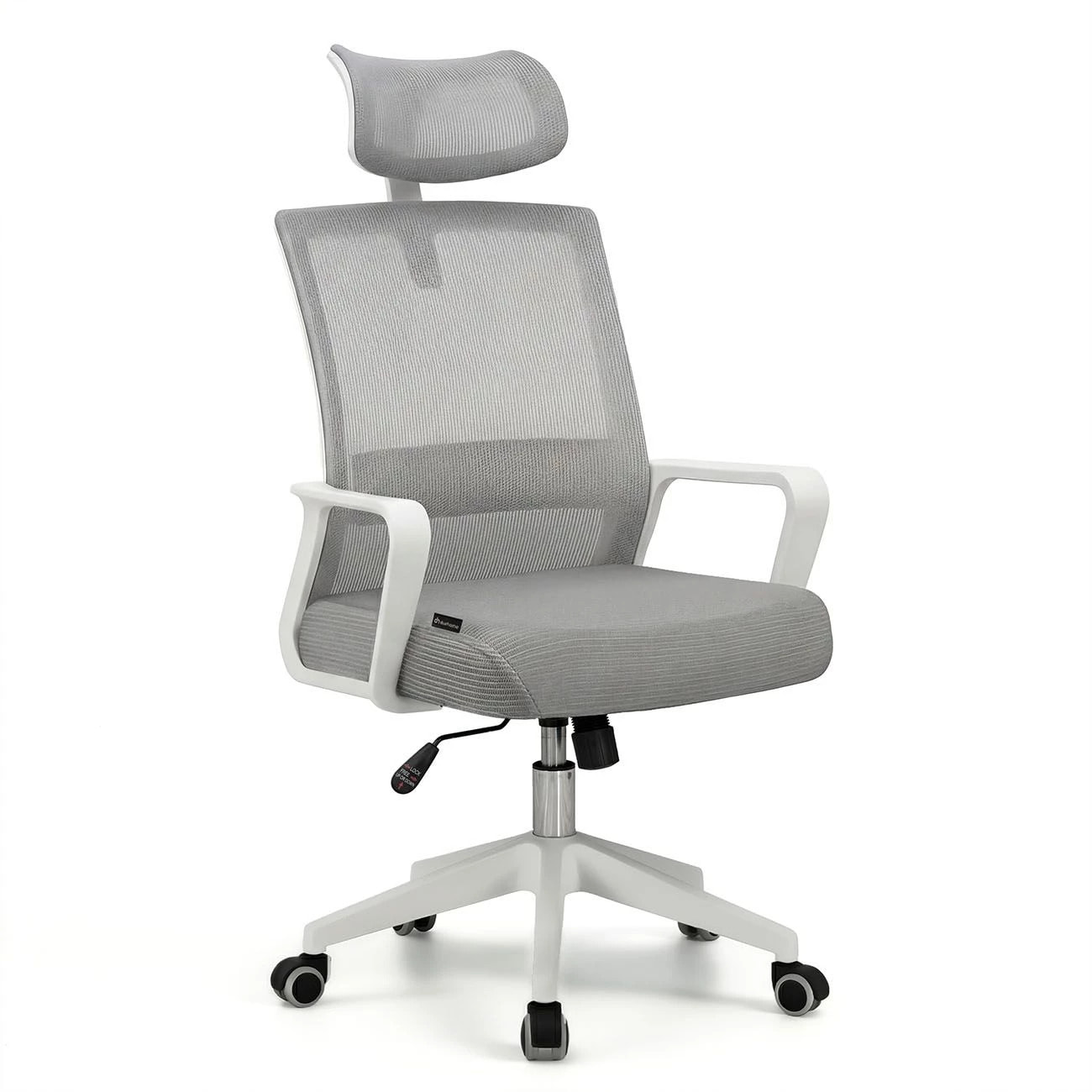 Silla de oficina ergonómica en blanco y gris 111-121x51 cm Dafne Tex Blanco - Gris