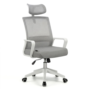 Silla de oficina ergonómica en blanco y gris 111-121x51 cm Dafne Tex Blanco - Gris