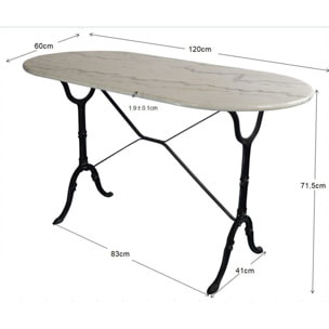 Table Bistrot 120x60cm marbre blanc Kare Design