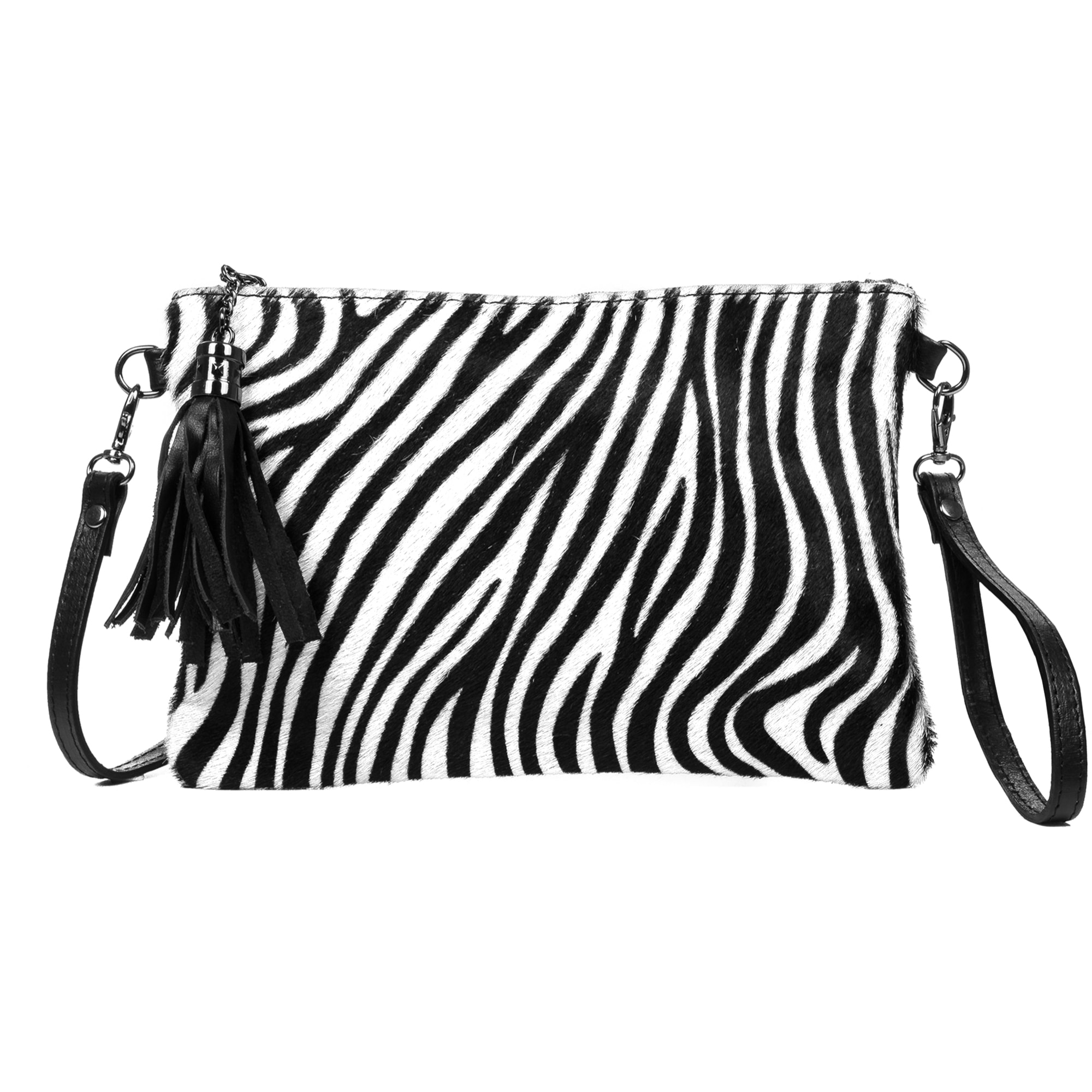 Ermine Borsa a tracolla Donna. Pelle autentica Sauvage Cavallino Zebra