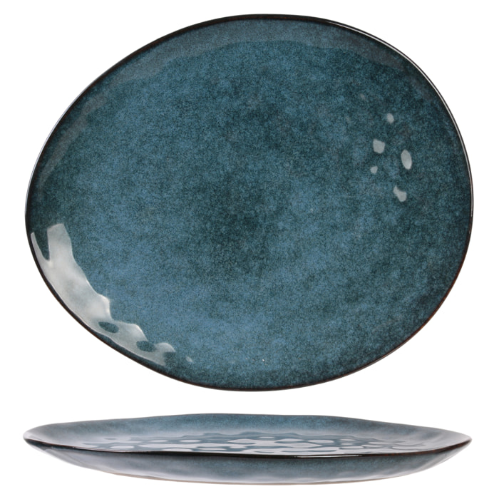 Assiette Galet 27.5x23cm Au Gres Du Temps Bleu