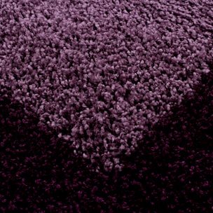 OTTA - Tapis rond shaggy à poils longs motif cadre Lila