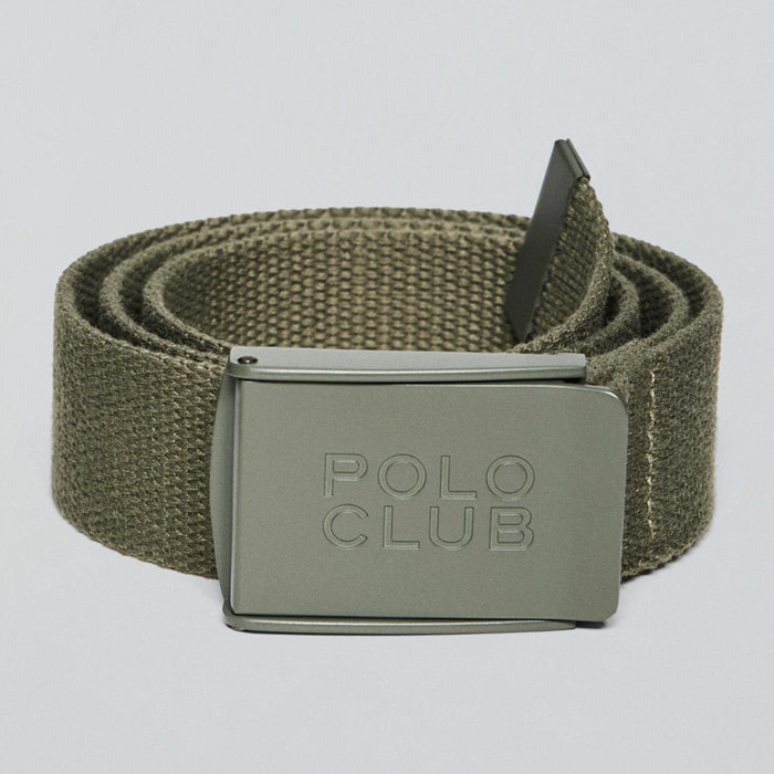 Cinturón Brahim caqui canvas con hebilla logotipada