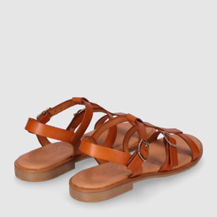 Sandalias de Piel - Cuero - Tacón: Bajo