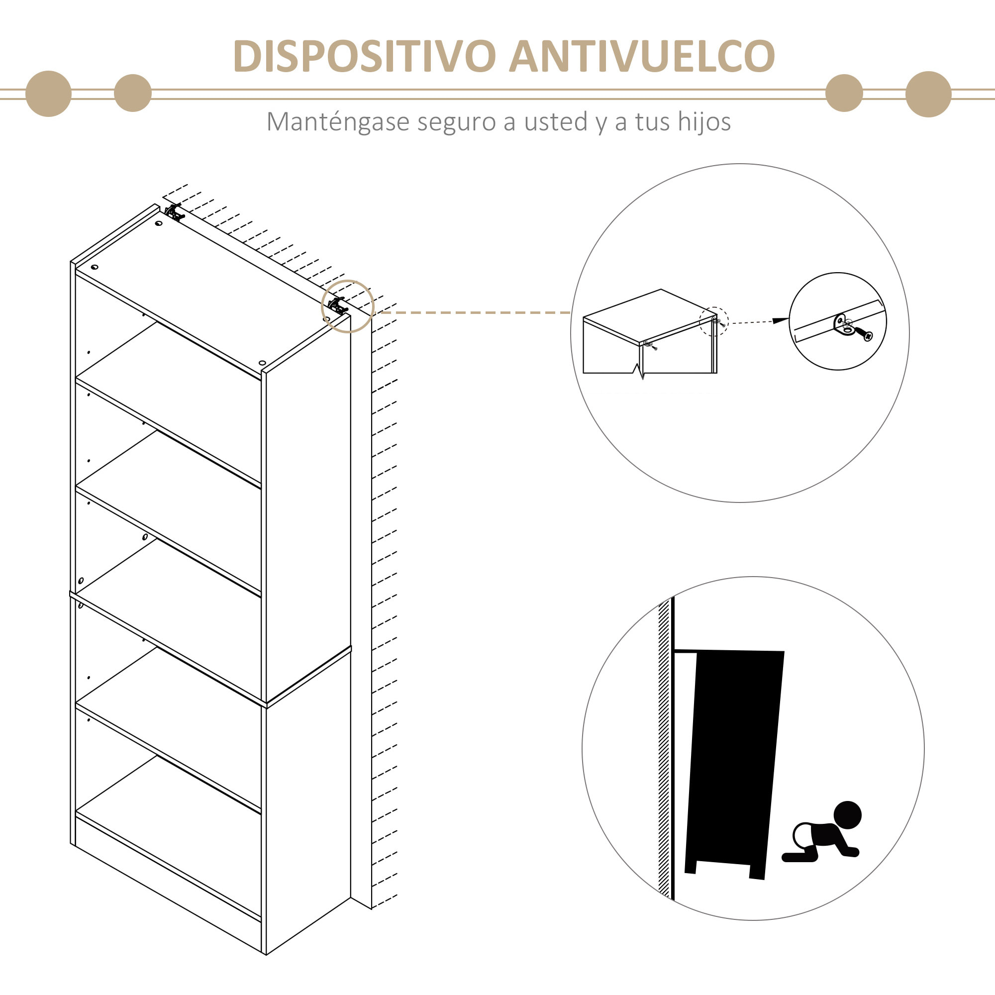 Librería Estantería para Oficina de Madera 63x29,5x176cm