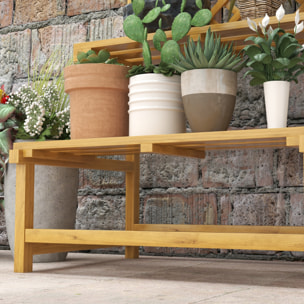 Outsunny Estantería para Plantas de Madera Soporte para Macetas de 2 Niveles con Enrejado para Jardín Patio Terraza Balcón 75x50x166 cm Natural