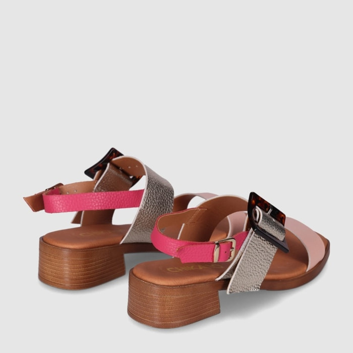 Sandalias de Piel - Rosa - Tacón: 4 cm