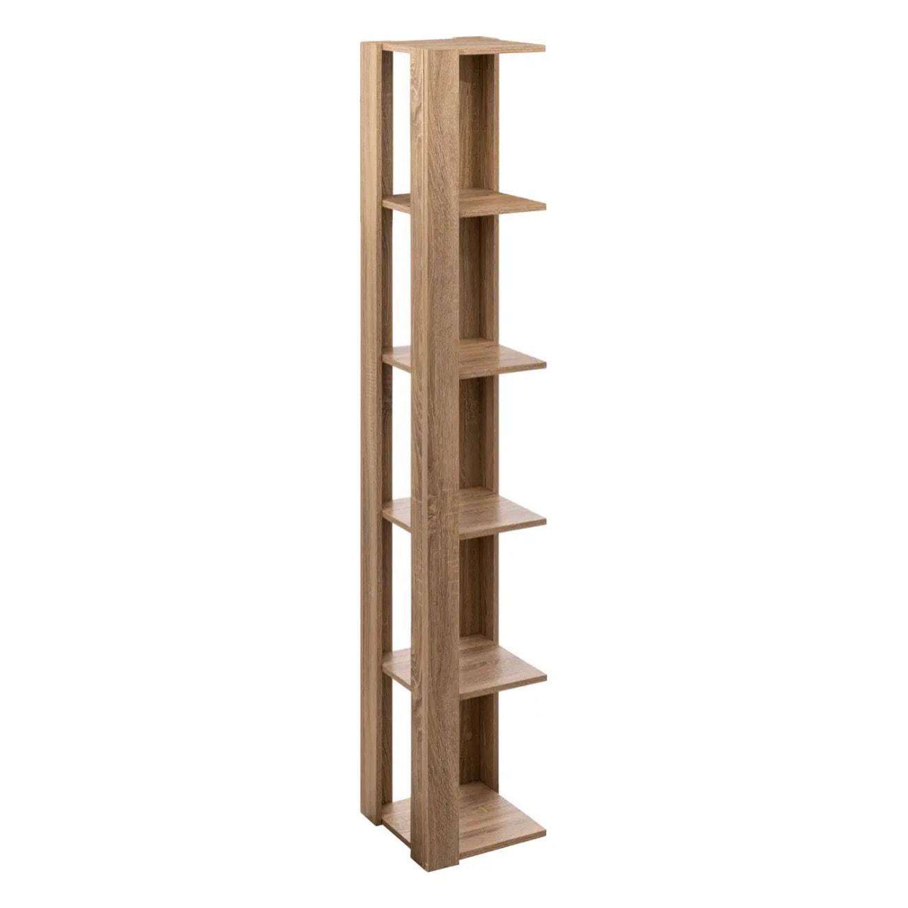 Étagère colonne d angle effet chêne naturel beige