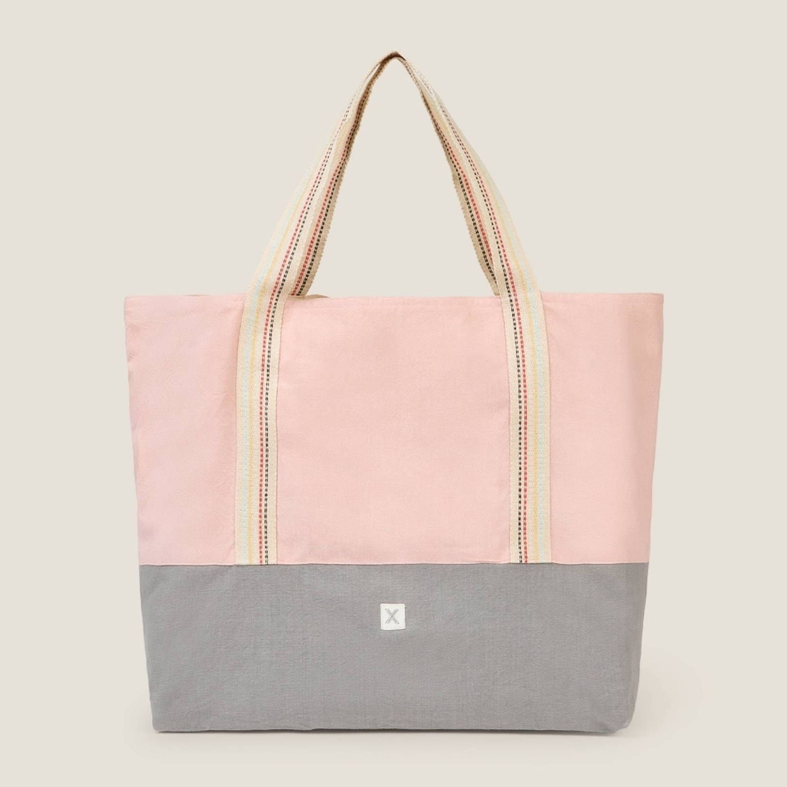 Bolsa grande algodón tejido Gem color rosa