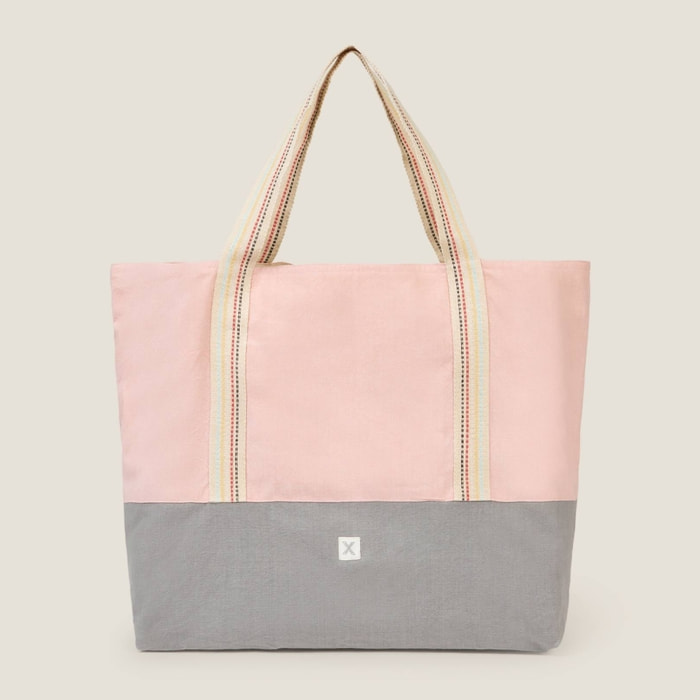 Bolsa grande algodón tejido Gem color rosa