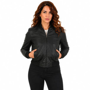 Bomber in pelle di vitello Nero