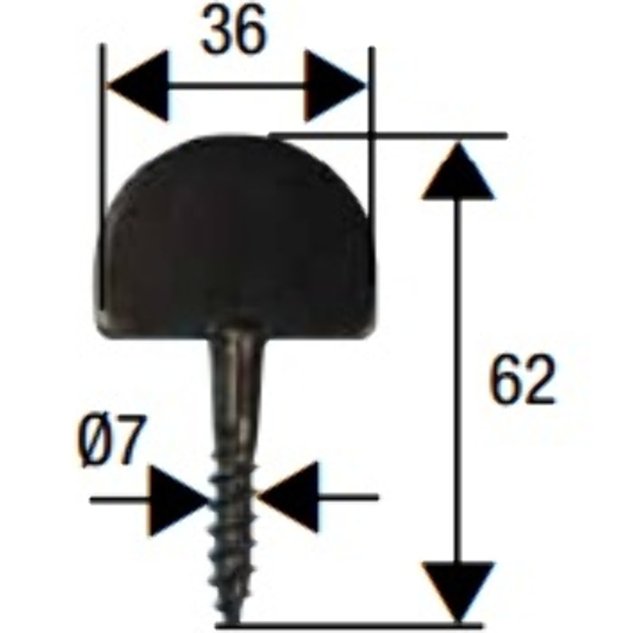 Butée droite plate à visser Ø7 Dardenne TORBEL Noir - 0710564