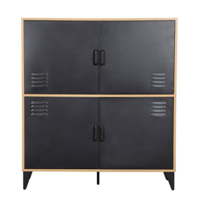 Tribeca - buffet haut - effet bois et métal noir - 100x112 cm - Bois / Noir