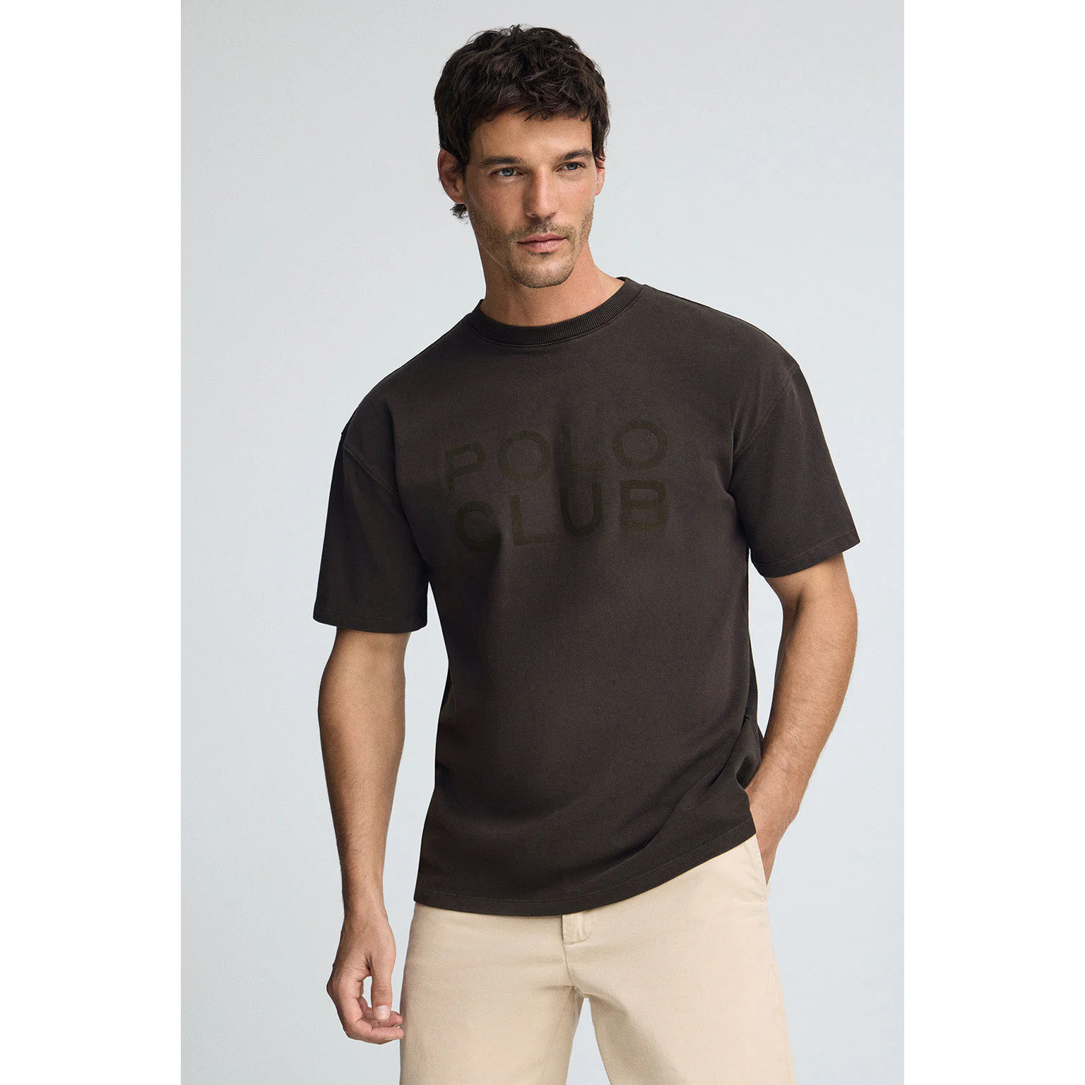 Maglietta Tarak color cioccolato scuro con logo Polo Club