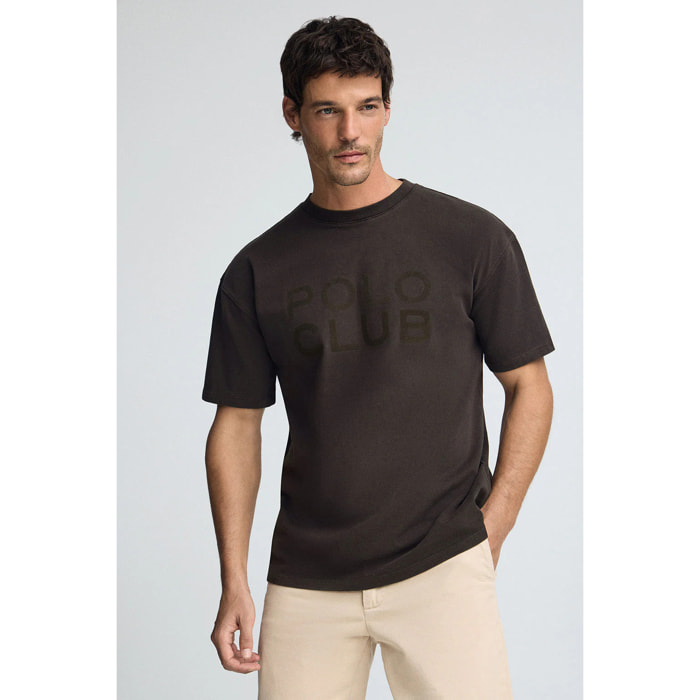 Maglietta Tarak color cioccolato scuro con logo Polo Club