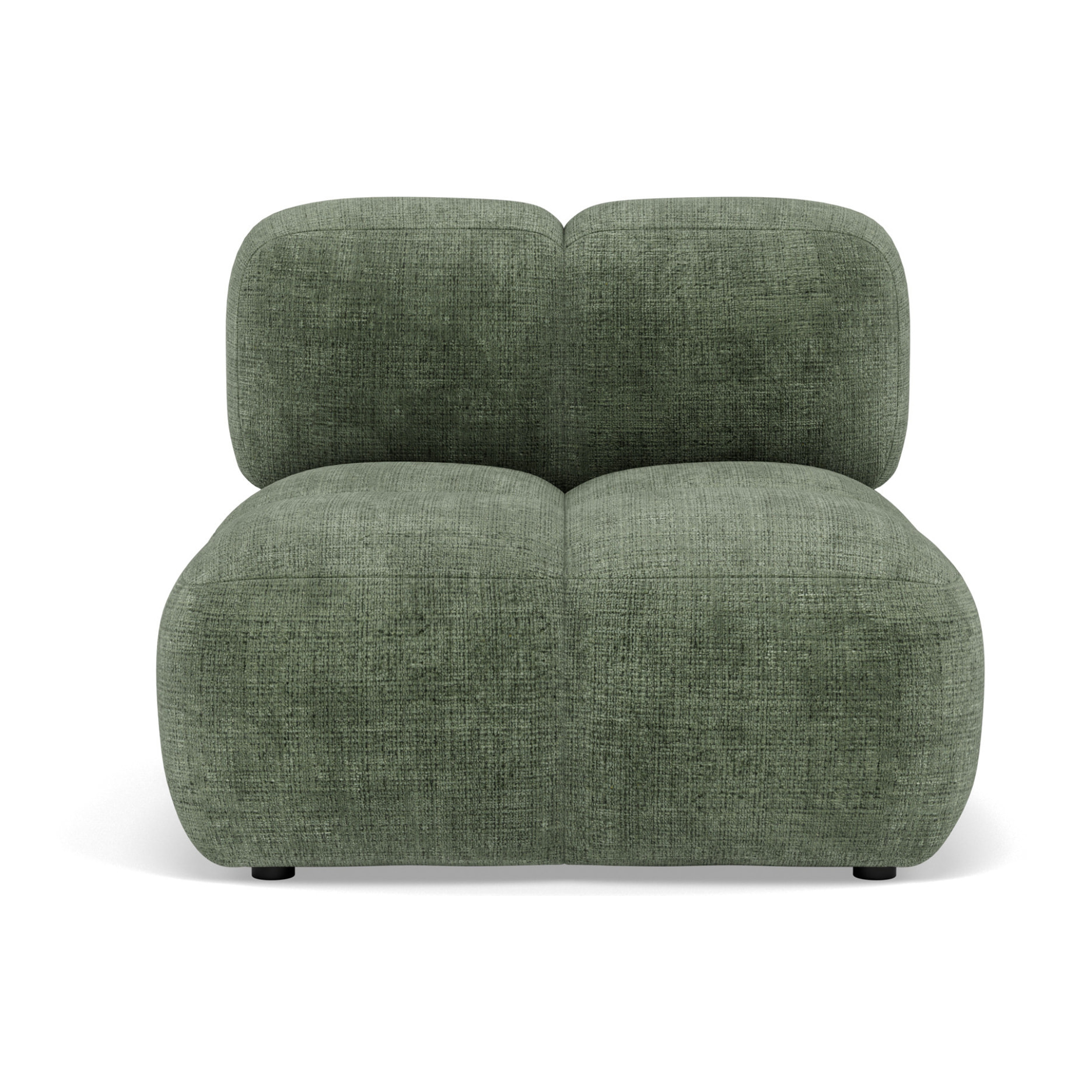 Grace - module d'assise sans accoudoir en velours texturé - Vert sauge