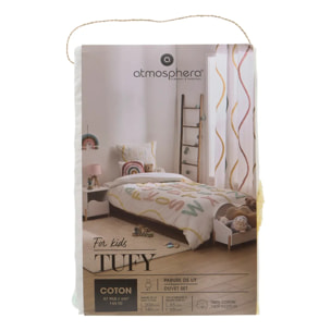 Parure de Lit Tufy 140x200 cm Beige Imprimé Alphabet