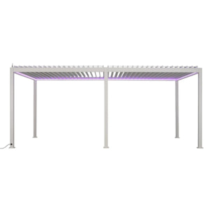 Pergola bioclimatique électrique "Evora" grand modèle 6 x 3,6m - Structure et lames doubles en aluminium Blanc