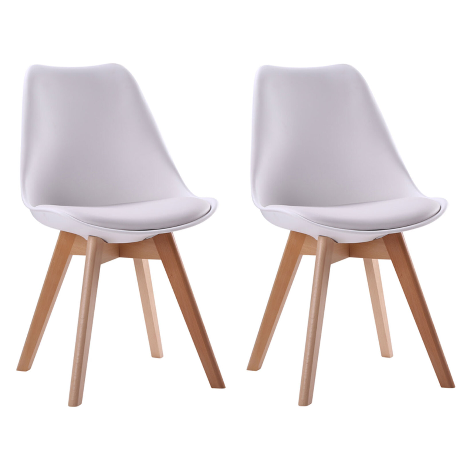 Lot de 2 chaises scandinaves NORA blanches avec coussin