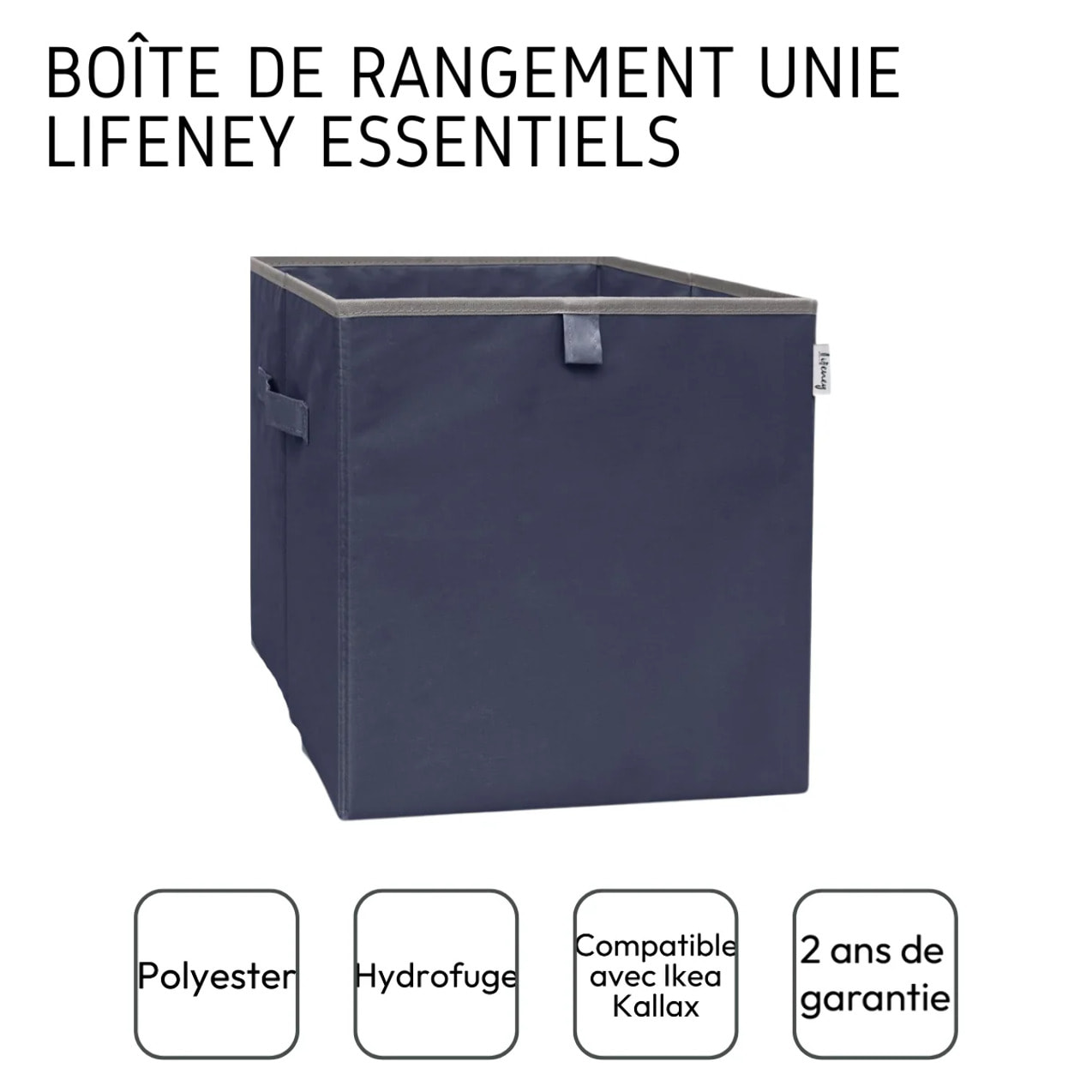 Boîte de rangement coloris bleu foncé, compatible avec l'étagère IKEA KALLAX Lifeney