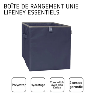 Boîte de rangement coloris bleu foncé, compatible avec l'étagère IKEA KALLAX Lifeney