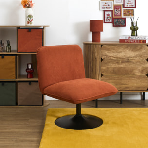 Fauteuil - HOME DECO FACTORY - Jules - Velours Côtelé - Pivotant - Rouge