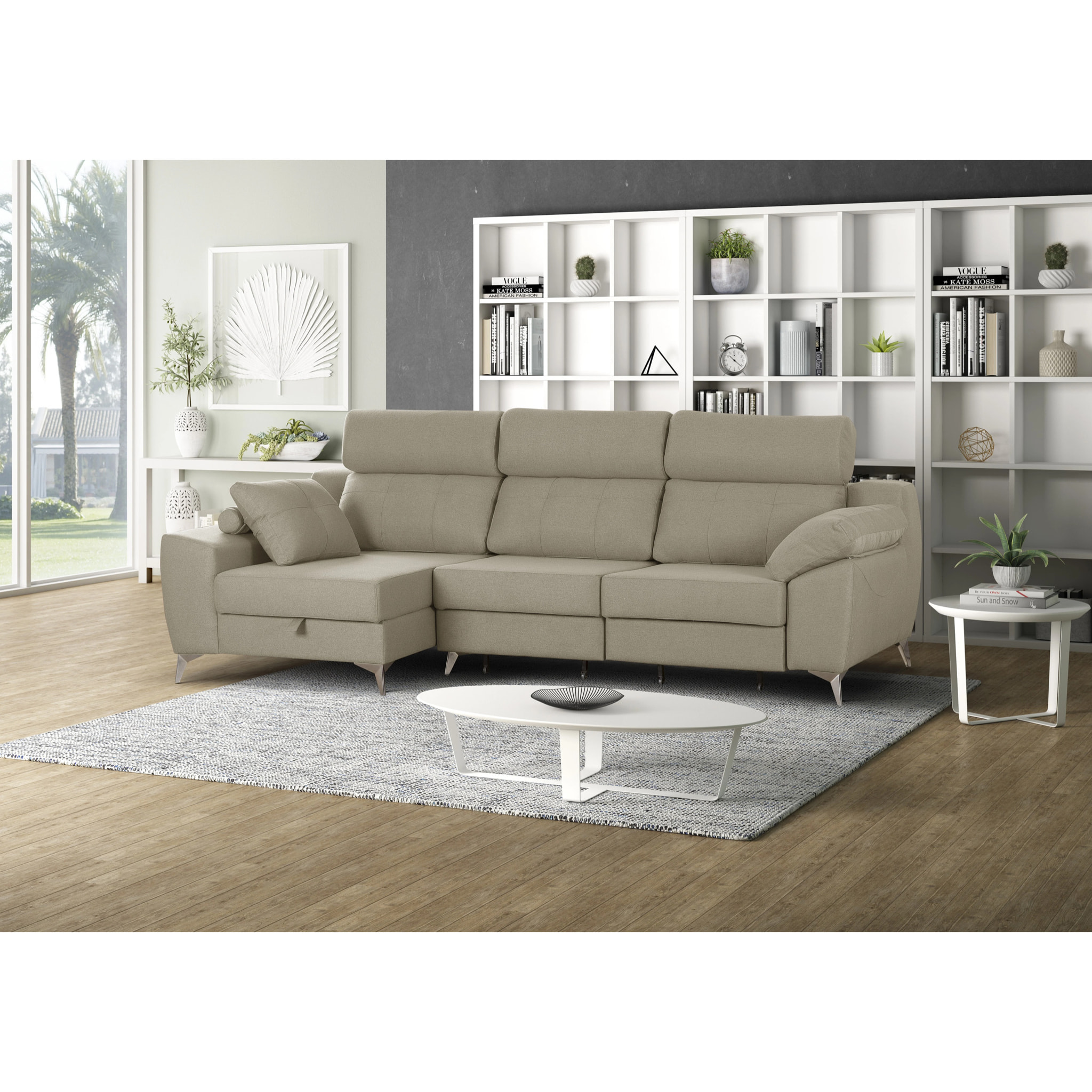 Sofa-Cama Chaise Elegance Beige Derecha