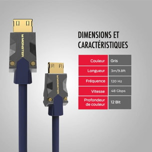 Câble HDMI MONSTERCABLE M3000 UHD 8K DOLBY VISION HDR 48GBPS 3M