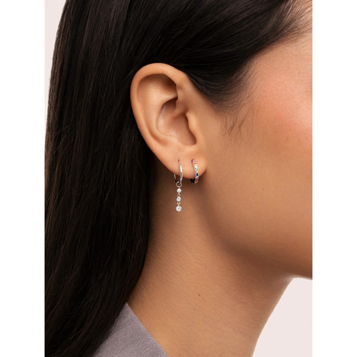Pendiente Suelto Aro Triple Spark Plata