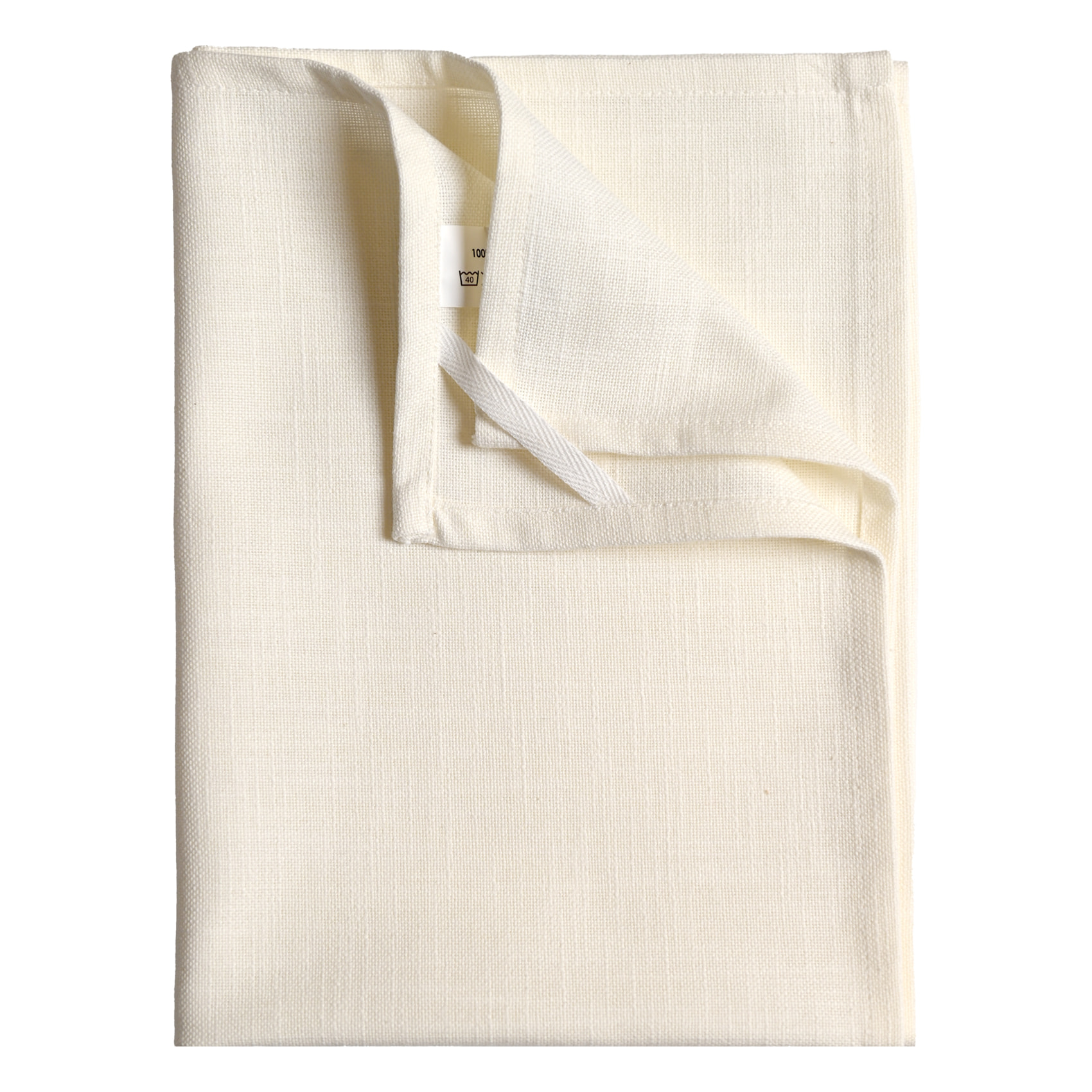 Torchon de cuisine en coton uni aspect tissé - Ivoire