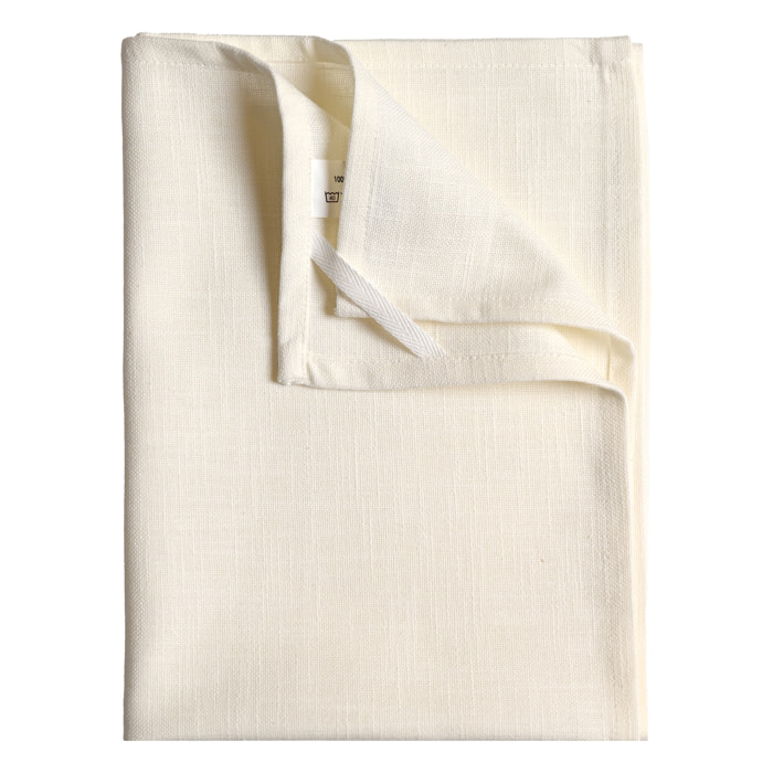 Torchon de cuisine en coton uni aspect tissé - Ivoire